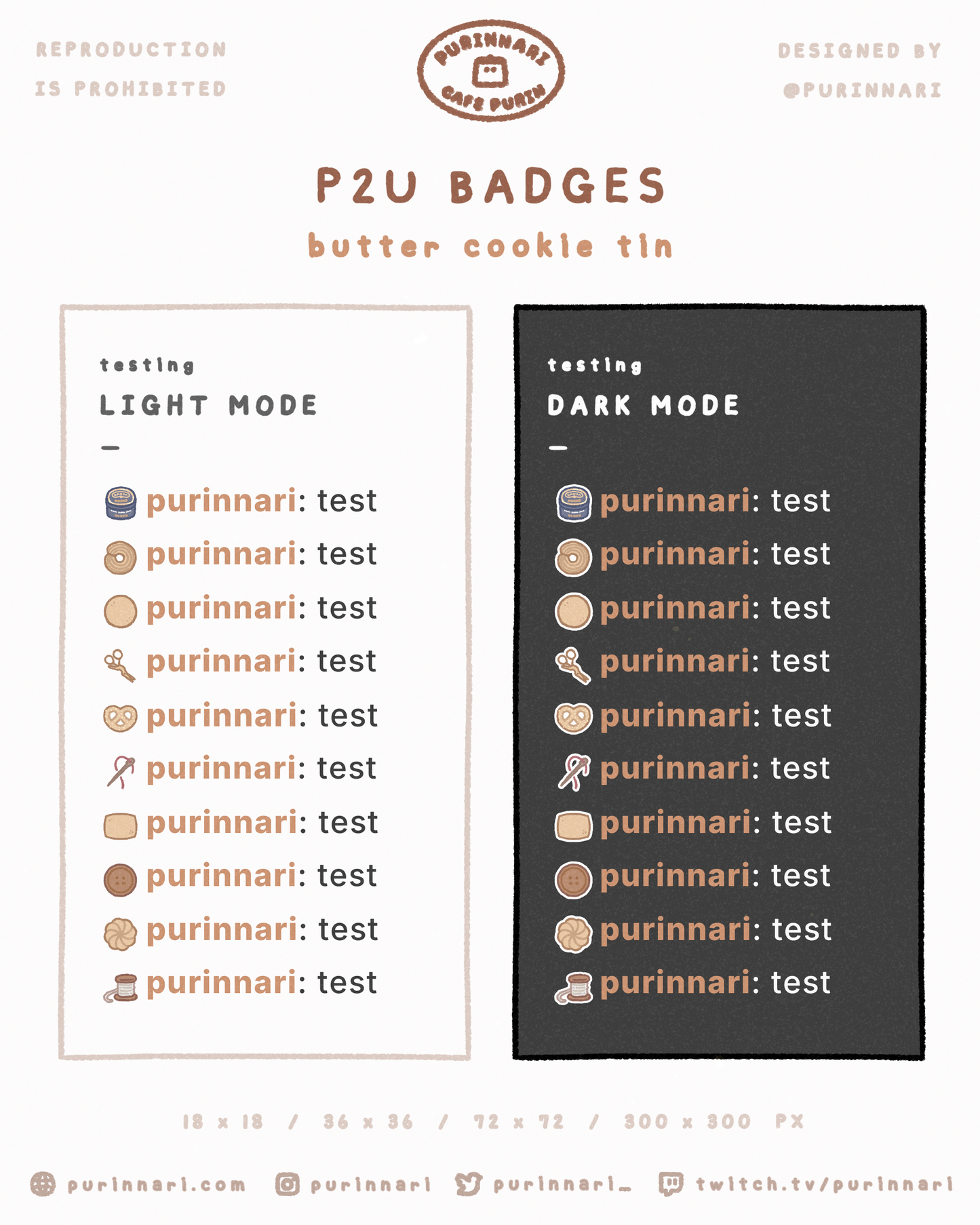 [ P2U ] Butter Cookie Tin Badge Bundle of 10 ⋮ Twitch/Youtube/Discord