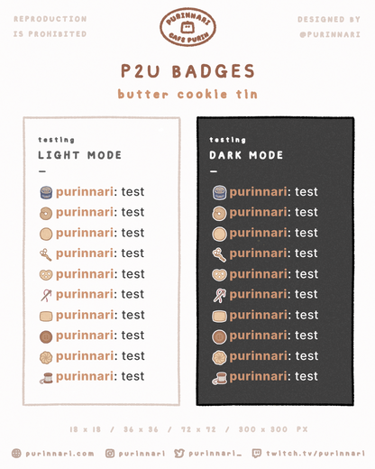 [ P2U ] Butter Cookie Tin Badge Bundle of 10 ⋮ Twitch/Youtube/Discord