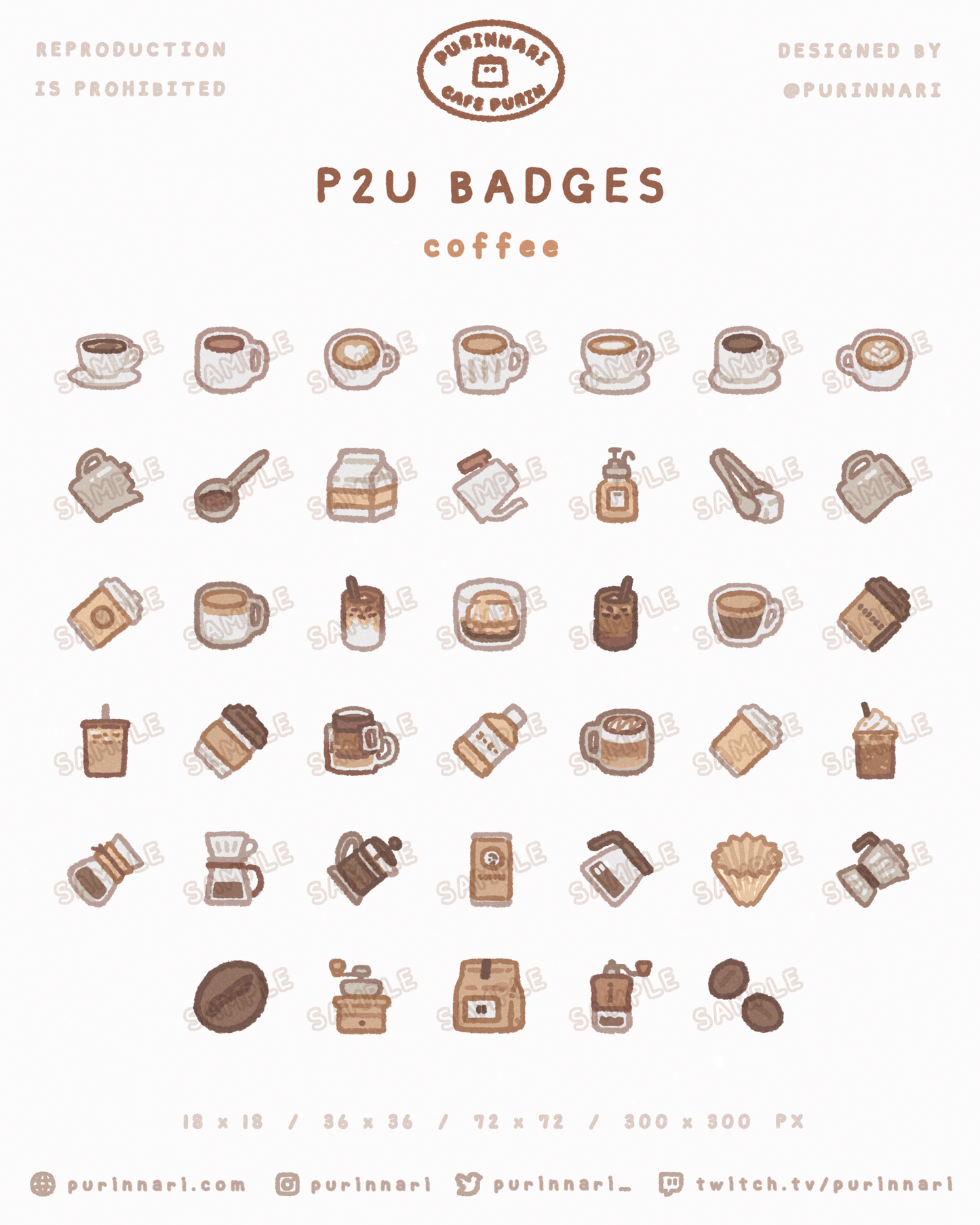 [ P2U ] Coffee Badge Bundle of 40 ⋮ Twitch/Youtube/Discord