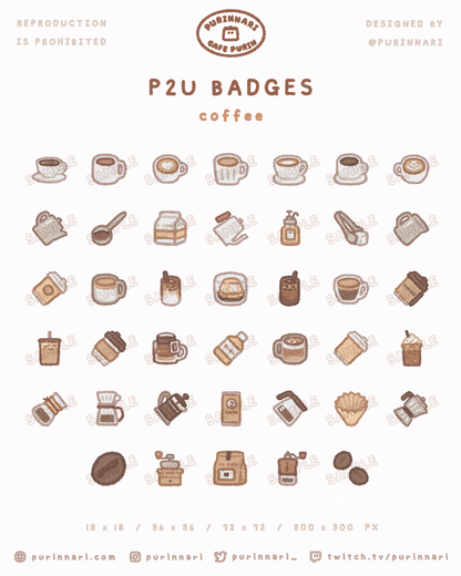 [ P2U ] Coffee Badge Bundle of 40 ⋮ Twitch/Youtube/Discord