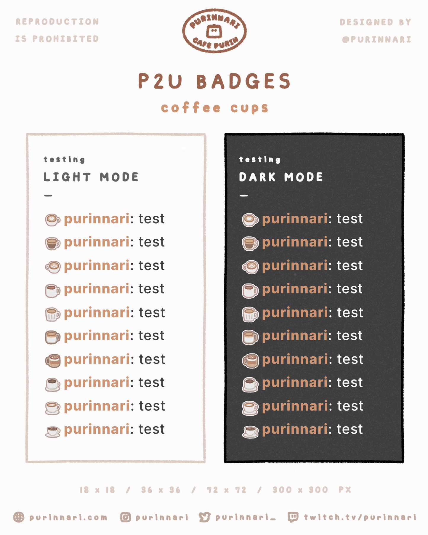 [ P2U ] Coffee Cups Badge Bundle of 10 ⋮ Twitch/Youtube/Discord