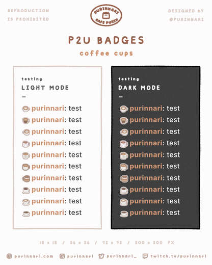 [ P2U ] Coffee Cups Badge Bundle of 10 ⋮ Twitch/Youtube/Discord