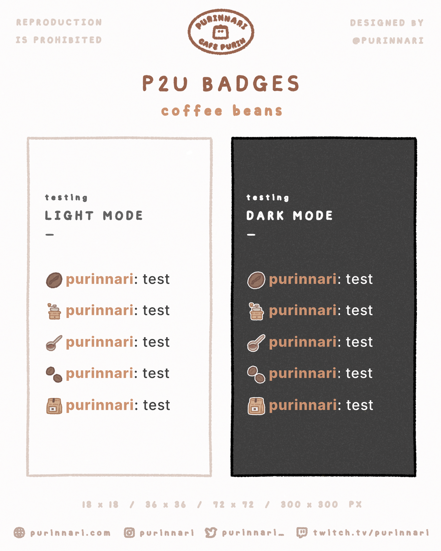 [ P2U ] Coffee Bean Badge Bundle of 5 ⋮ Twitch/Youtube/Discord