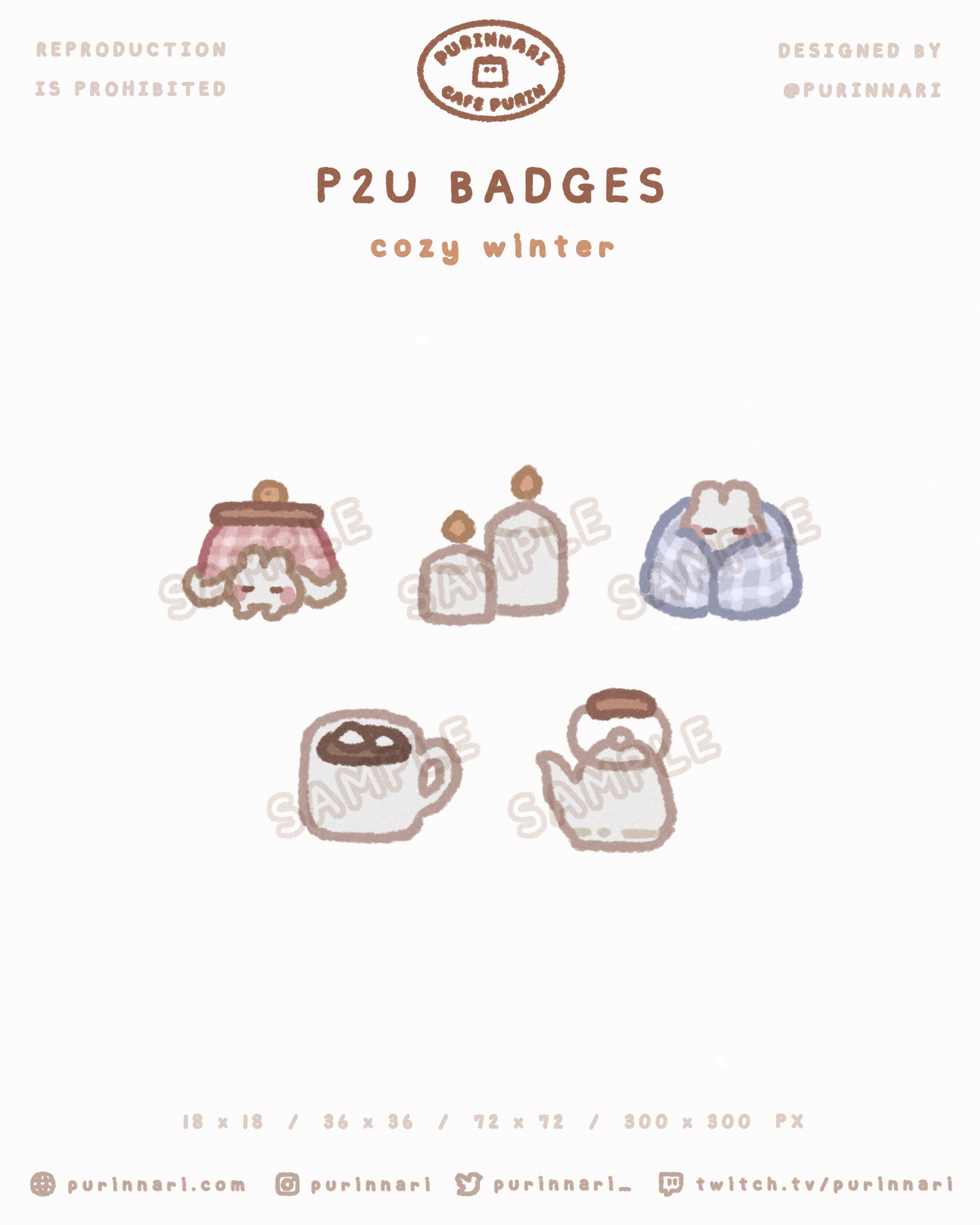 [ P2U ] Cozy Winter Badge Bundle of 5 ⋮ Twitch/Youtube/Discord