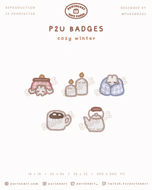 [ P2U ] Cozy Winter Badge Bundle of 5 ⋮ Twitch/Youtube/Discord