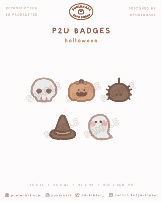 [ P2U ] Halloween Badge Bundle of 5 ⋮ Twitch/Youtube/Discord