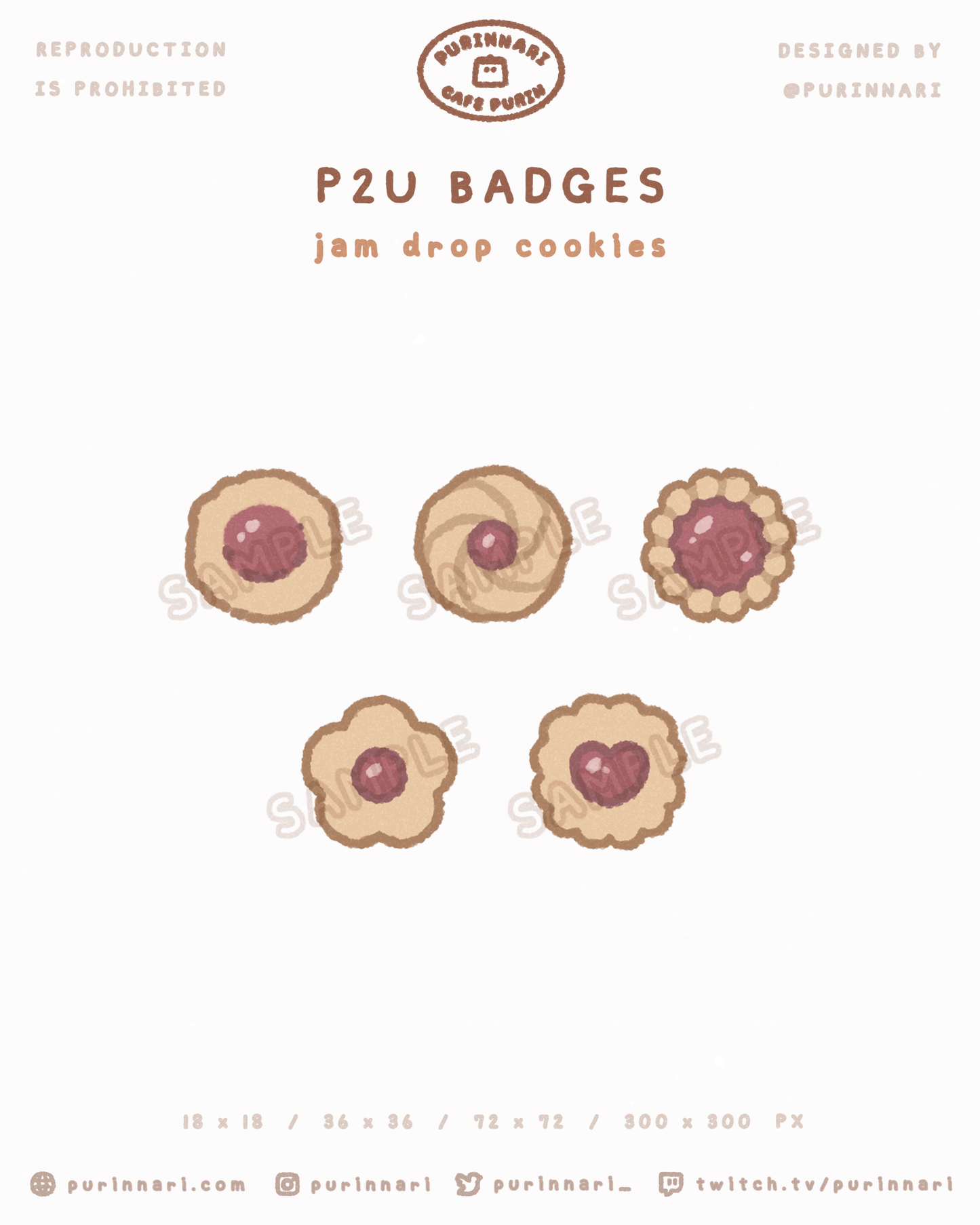 [ P2U ] Jam Drop Cookies Badge Bundle of 5 ⋮ Twitch/Youtube/Discord