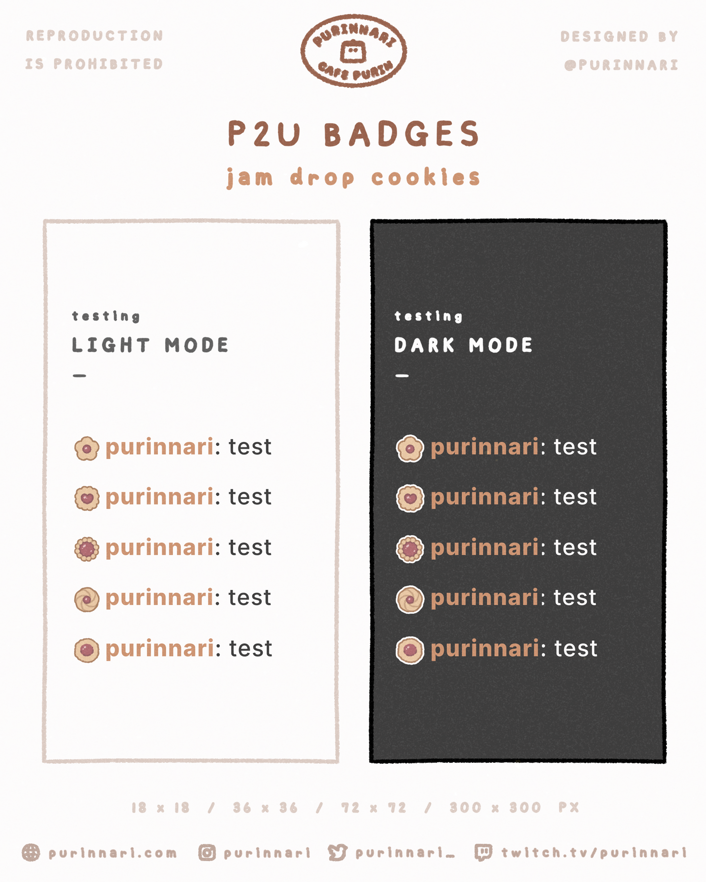 [ P2U ] Jam Drop Cookies Badge Bundle of 5 ⋮ Twitch/Youtube/Discord