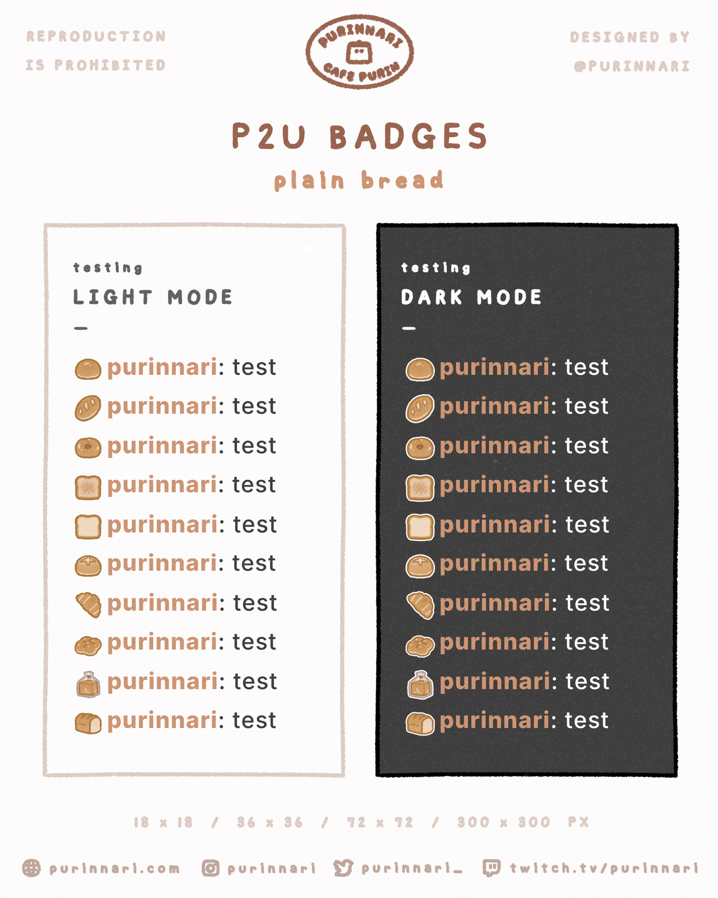 [ P2U ] Plain Breads Badge Bundle of 10 ⋮ Twitch/Youtube/Discord