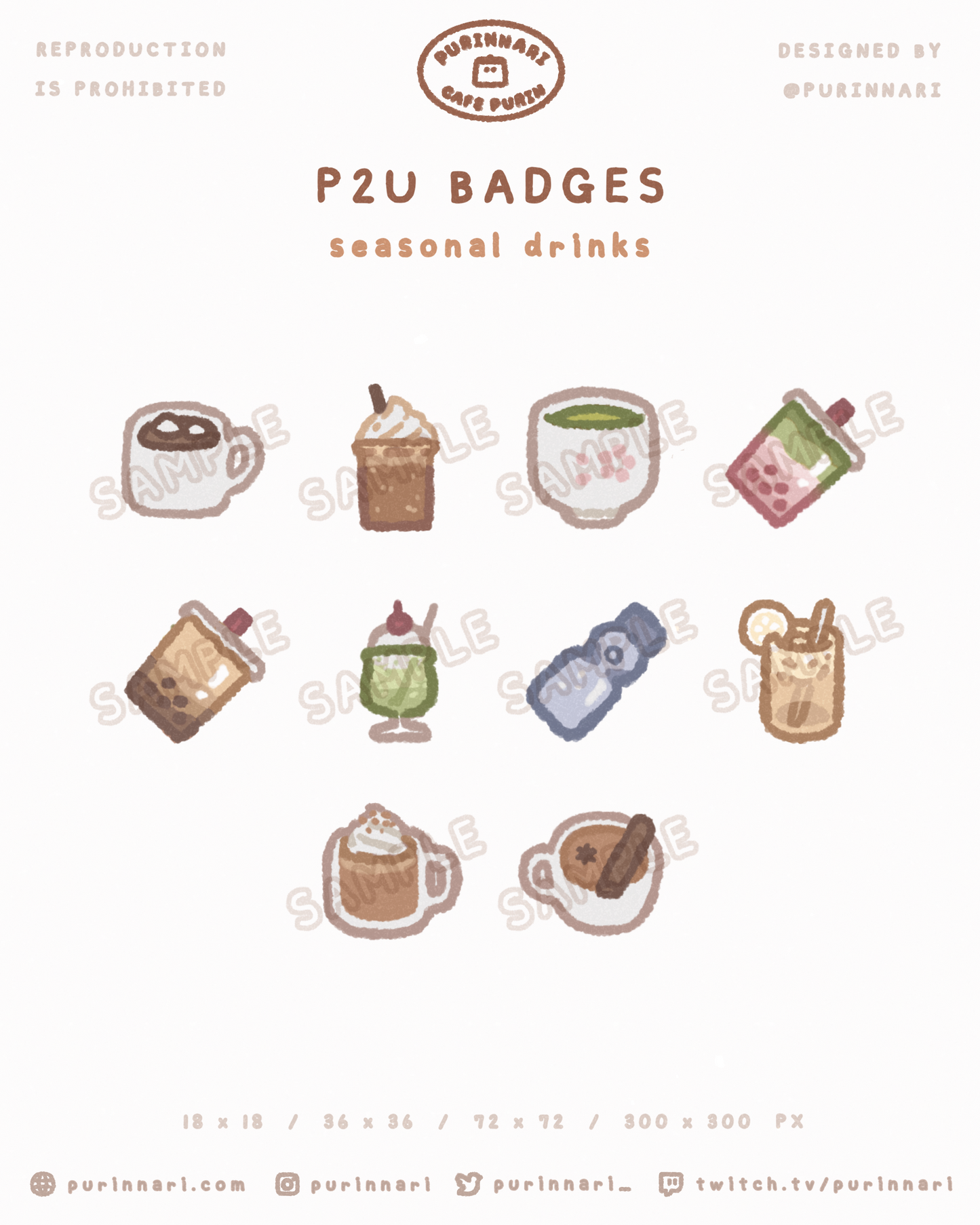 [ P2U ] Seasonal Drinks Badge Bundle of 10 ⋮ Twitch/Youtube/Discord