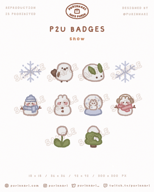 [ P2U ] Snow Badge Bundle of 10 ⋮ Twitch/Youtube/Discord