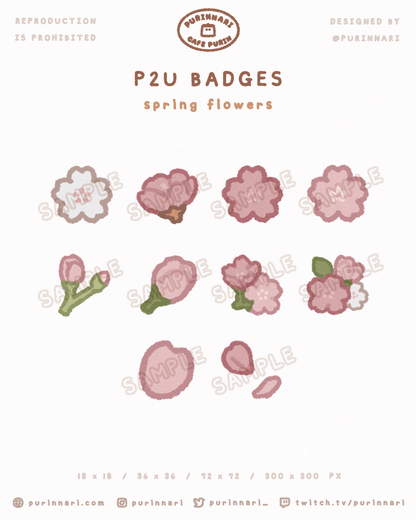 [ P2U ] Spring Flowers Badge Bundle of 10 ⋮ Twitch/Youtube/Discord