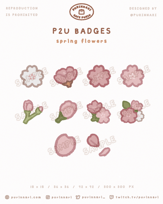 [ P2U ] Spring Flowers Badge Bundle of 10 ⋮ Twitch/Youtube/Discord