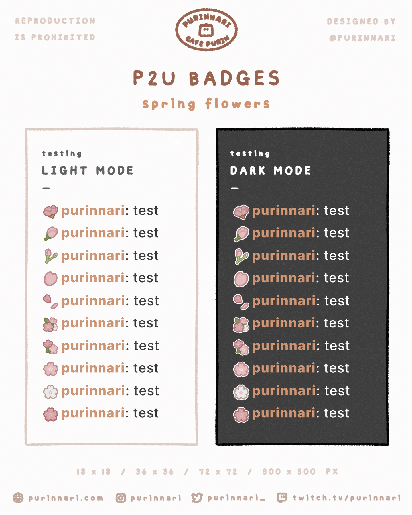 [ P2U ] Spring Flowers Badge Bundle of 10 ⋮ Twitch/Youtube/Discord