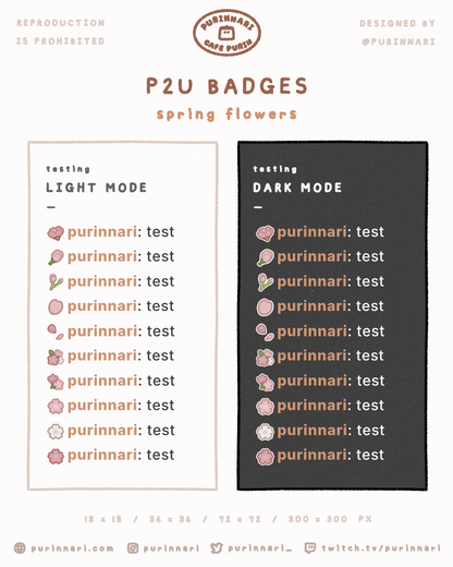 [ P2U ] Spring Flowers Badge Bundle of 10 ⋮ Twitch/Youtube/Discord