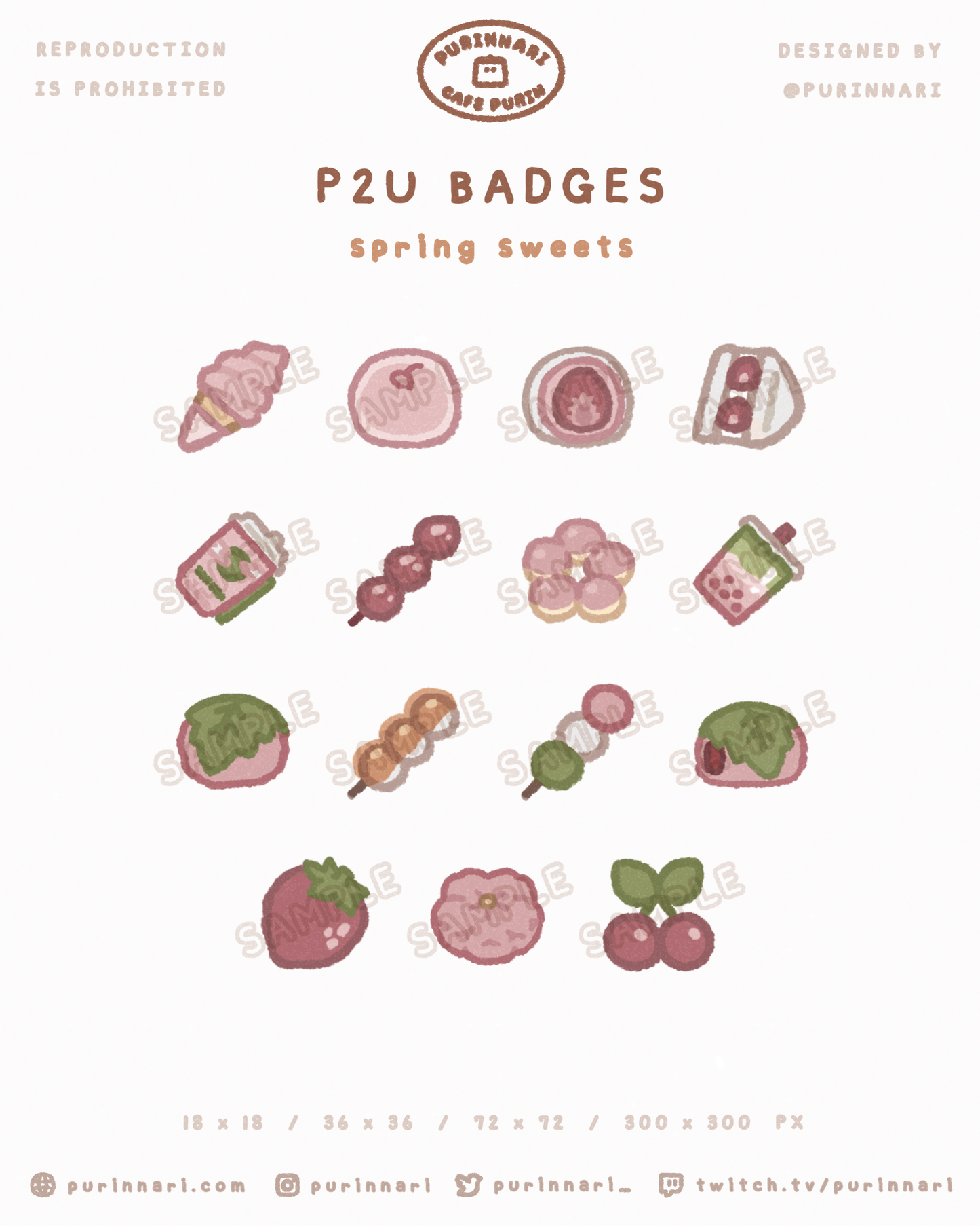 [ P2U ] Spring Sweets Badge Bundle of 15 ⋮ Twitch/Youtube/Discord