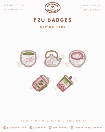 [ P2U ] Spring Teas Badge Bundle of 5 ⋮ Twitch/Youtube/Discord