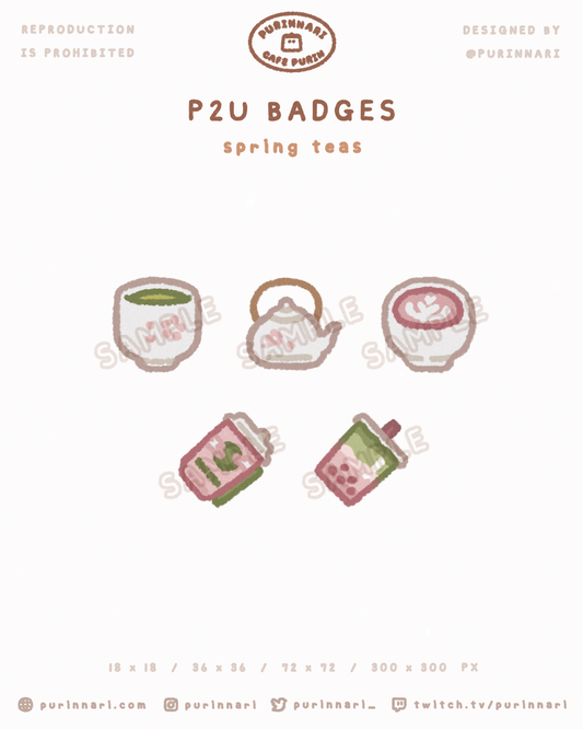 [ P2U ] Spring Teas Badge Bundle of 5 ⋮ Twitch/Youtube/Discord
