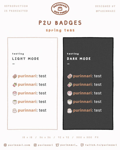 [ P2U ] Spring Teas Badge Bundle of 5 ⋮ Twitch/Youtube/Discord