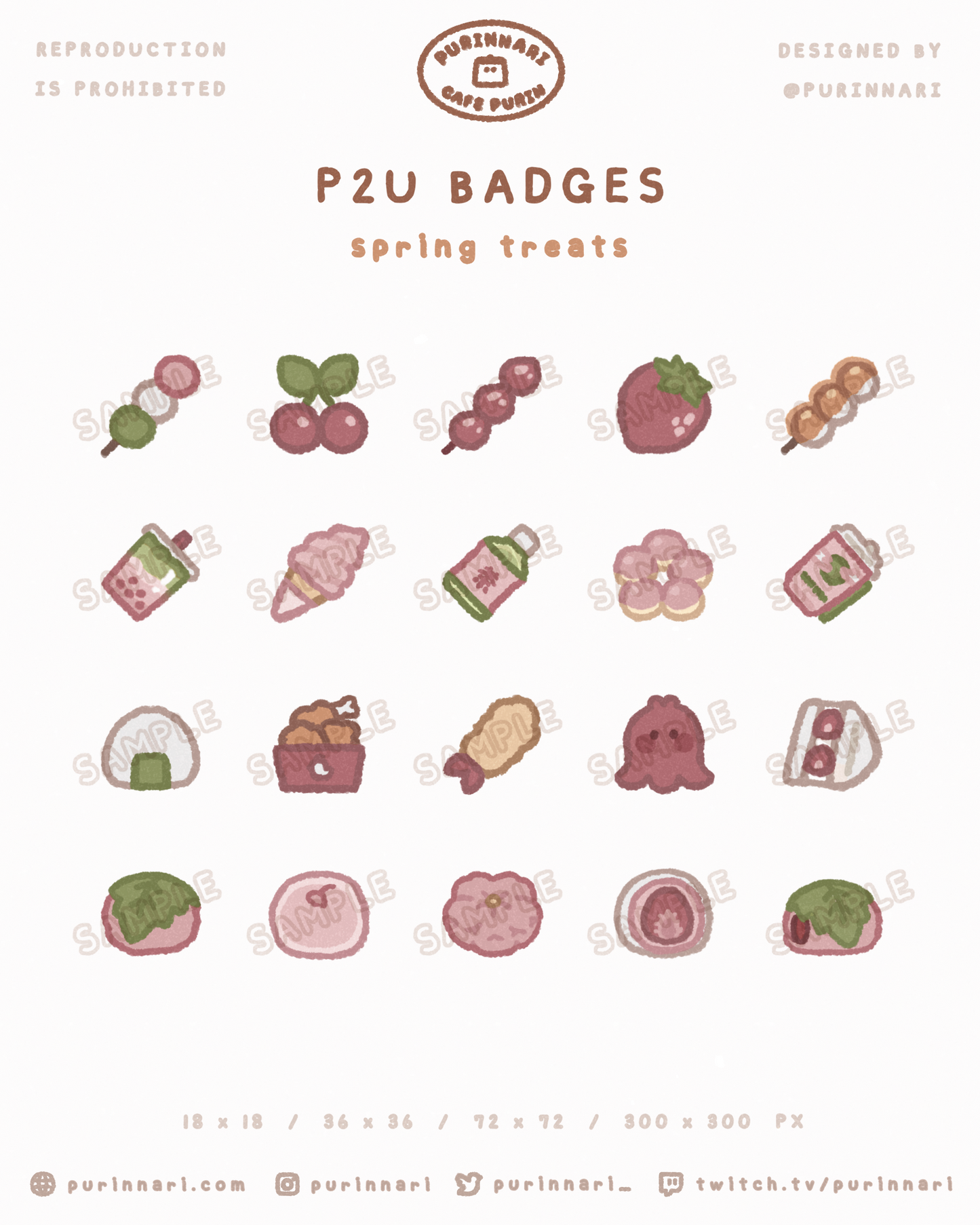 [ P2U ] Spring Treats Badge Bundle of 20 ⋮ Twitch/Youtube/Discord