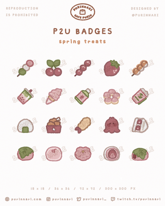 [ P2U ] Spring Treats Badge Bundle of 20 ⋮ Twitch/Youtube/Discord