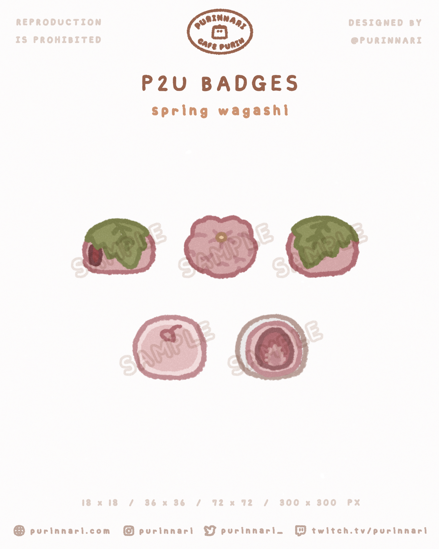 [ P2U ] Spring Wagashi Badge Bundle of 5 ⋮ Twitch/Youtube/Discord
