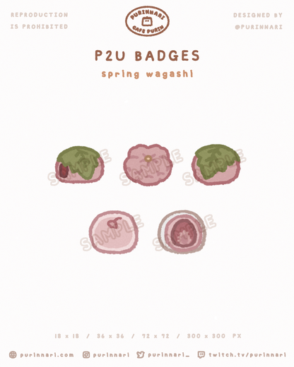 [ P2U ] Spring Wagashi Badge Bundle of 5 ⋮ Twitch/Youtube/Discord