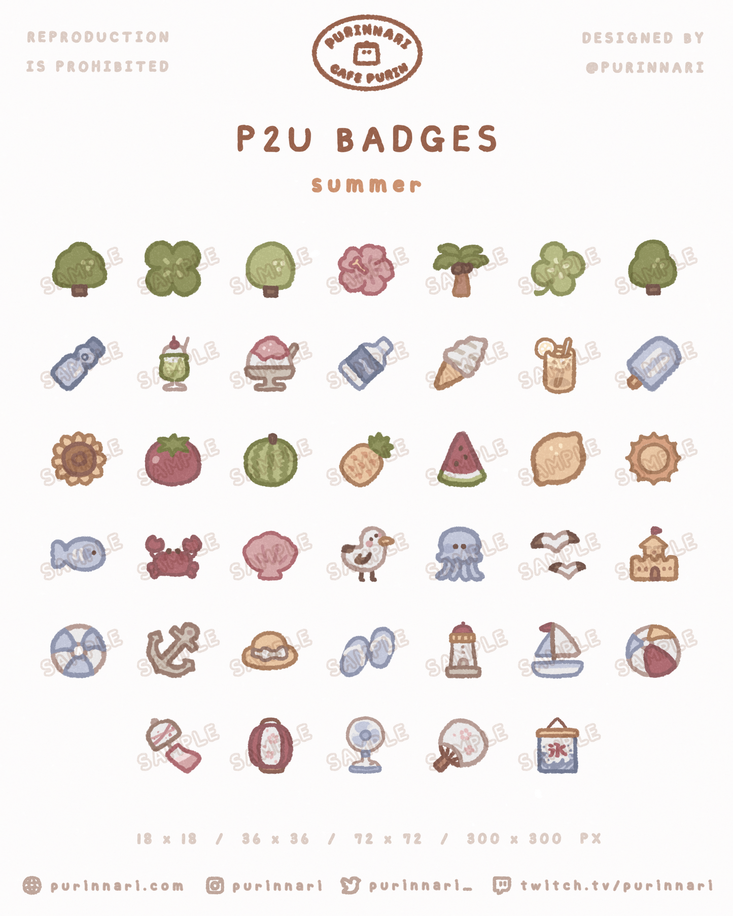 [ P2U ] Summer Badge Bundle of 40 ⋮ Twitch/Youtube/Discord