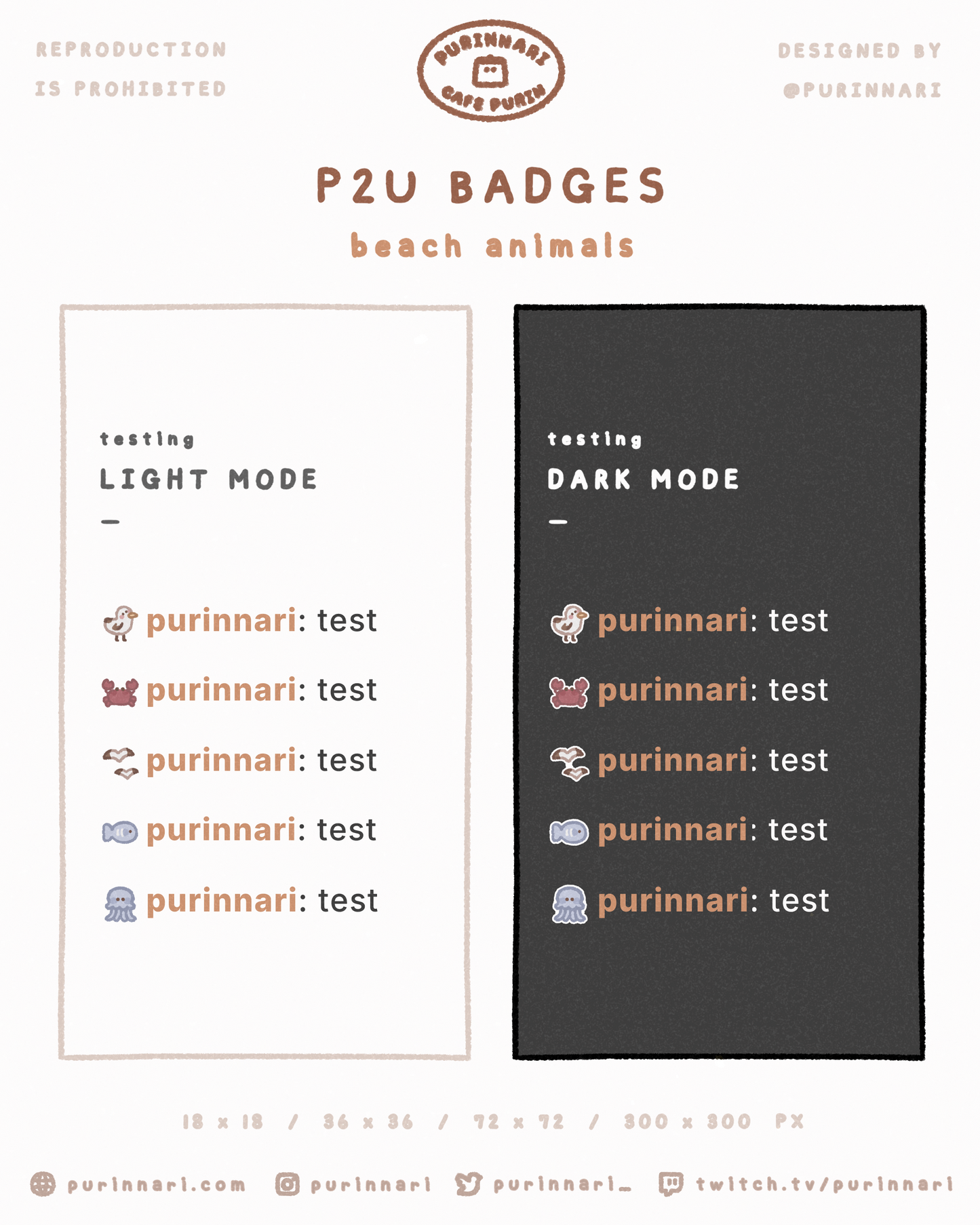 [ P2U ] Summer Animal Badge Bundle of 5 ⋮ Twitch/Youtube/Discord
