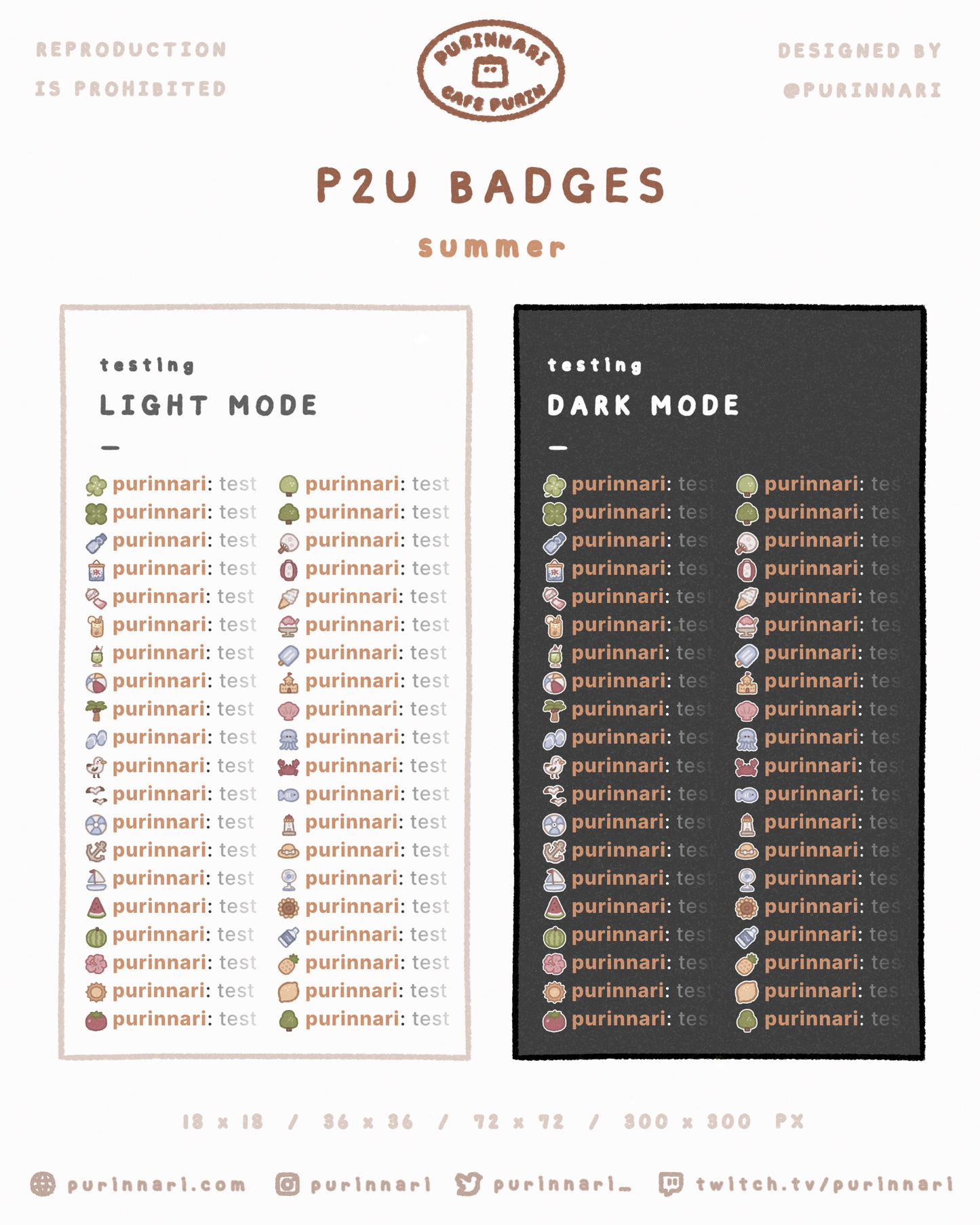 [ P2U ] Summer Badge Bundle of 40 ⋮ Twitch/Youtube/Discord