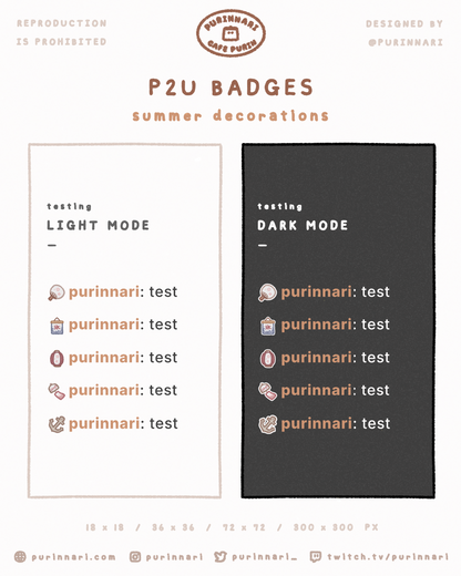 [ P2U ] Summer Decorations Badge Bundle of 5 ⋮ Twitch/Youtube/Discord