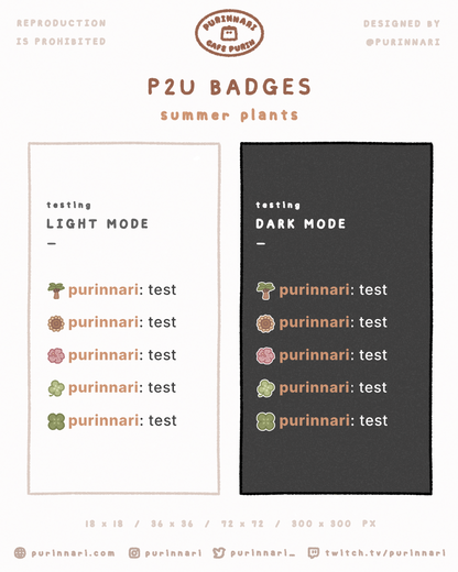 [ P2U ] Summer Plants Badge Bundle of 5 ⋮ Twitch/Youtube/Discord