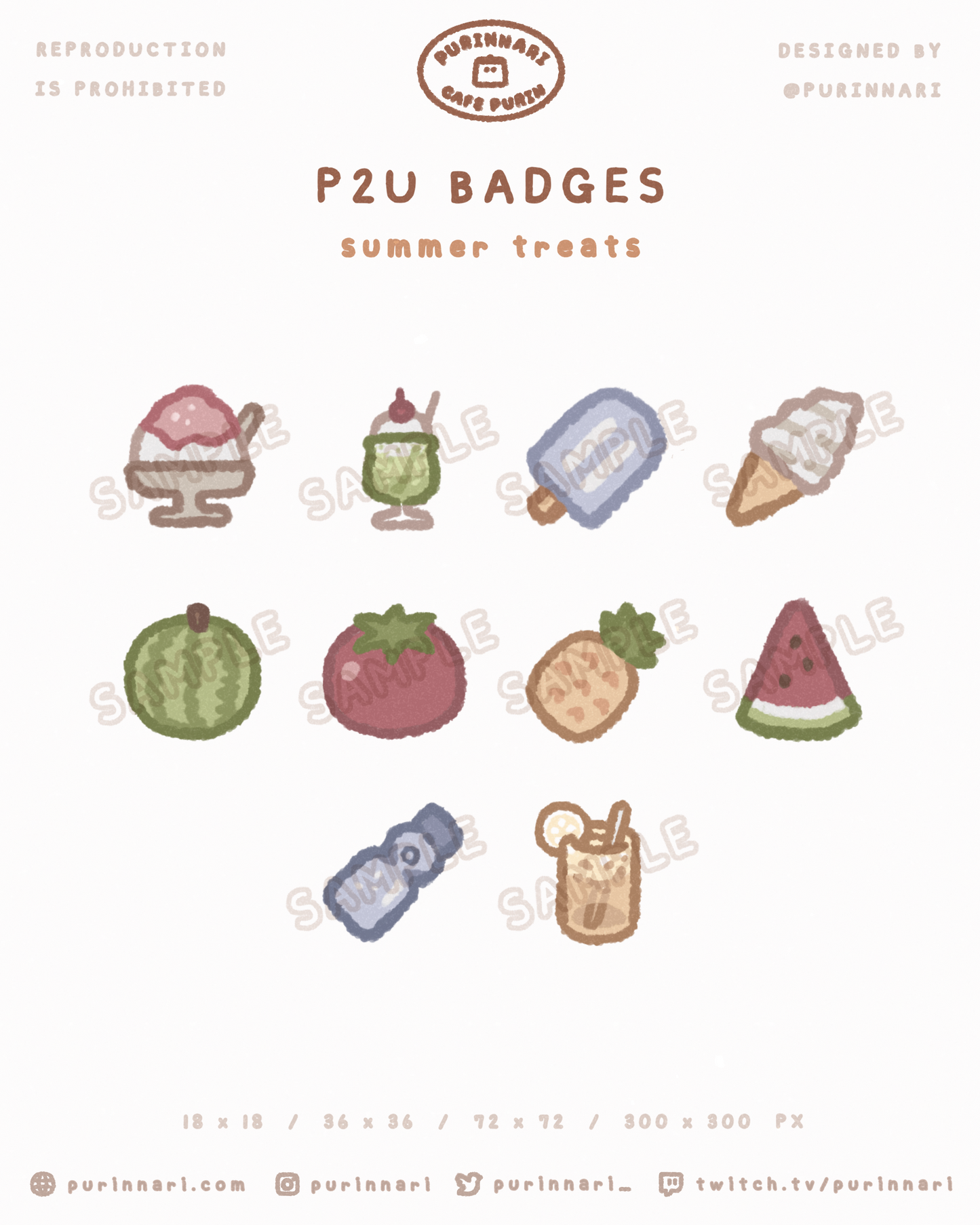 [ P2U ] Summer Treats Badge Bundle of 10 ⋮ Twitch/Youtube/Discord