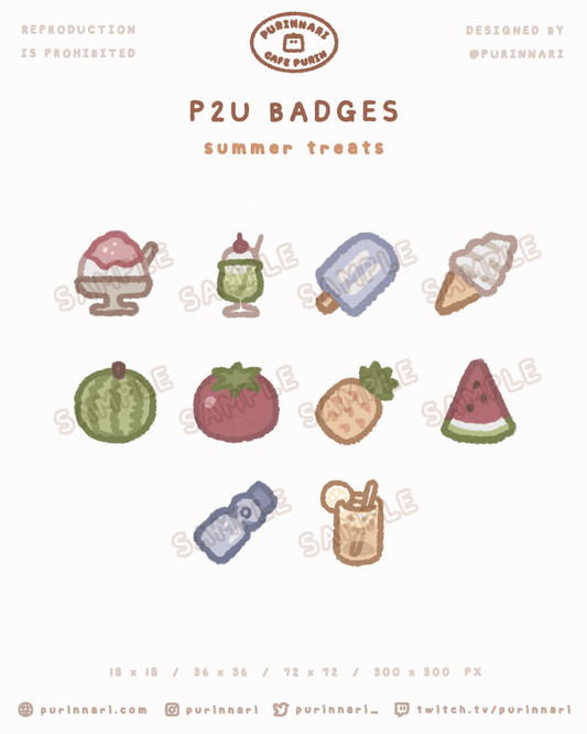 [ P2U ] Summer Treats Badge Bundle of 10 ⋮ Twitch/Youtube/Discord