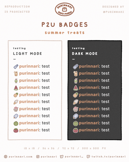 [ P2U ] Summer Treats Badge Bundle of 10 ⋮ Twitch/Youtube/Discord