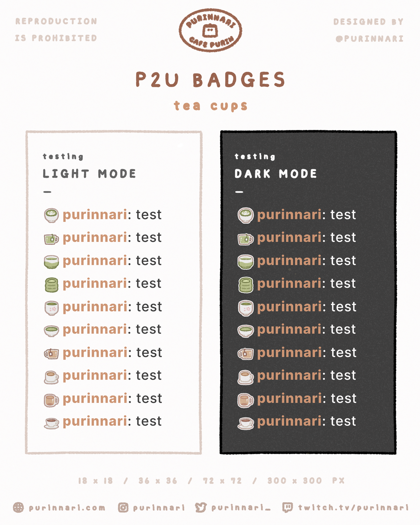 [ P2U ] Tea Cups Badge Bundle of 10 ⋮ Twitch/Youtube/Discord