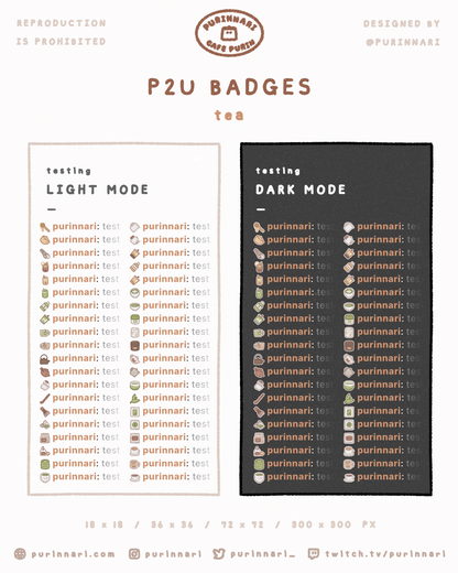 [ P2U ] Tea Badge Bundle of 40 ⋮ Twitch/Youtube/Discord