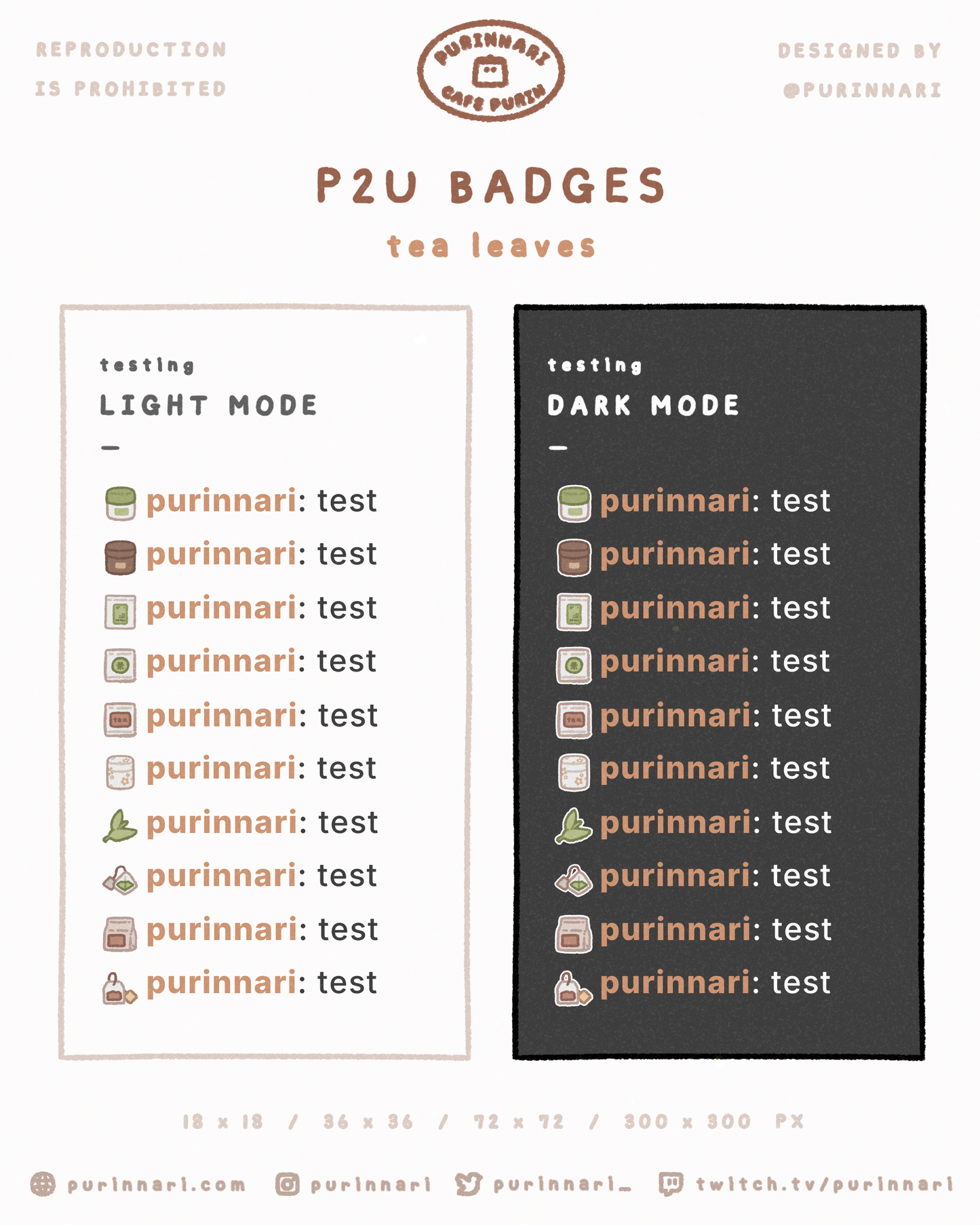[ P2U ] Tea Leaves Badge Bundle of 10 ⋮ Twitch/Youtube/Discord