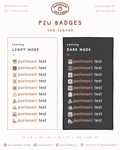 [ P2U ] Tea Leaves Badge Bundle of 10 ⋮ Twitch/Youtube/Discord