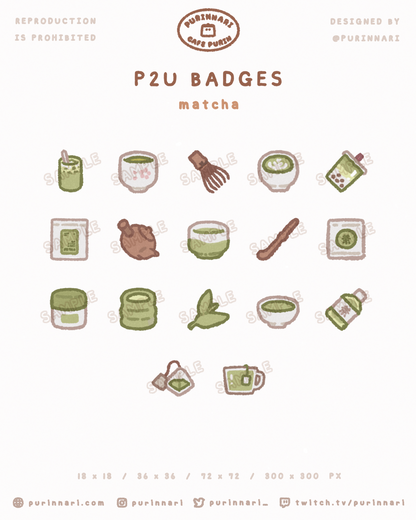 [ P2U ] Matcha Badge Bundle of 17 ⋮ Twitch/Youtube/Discord