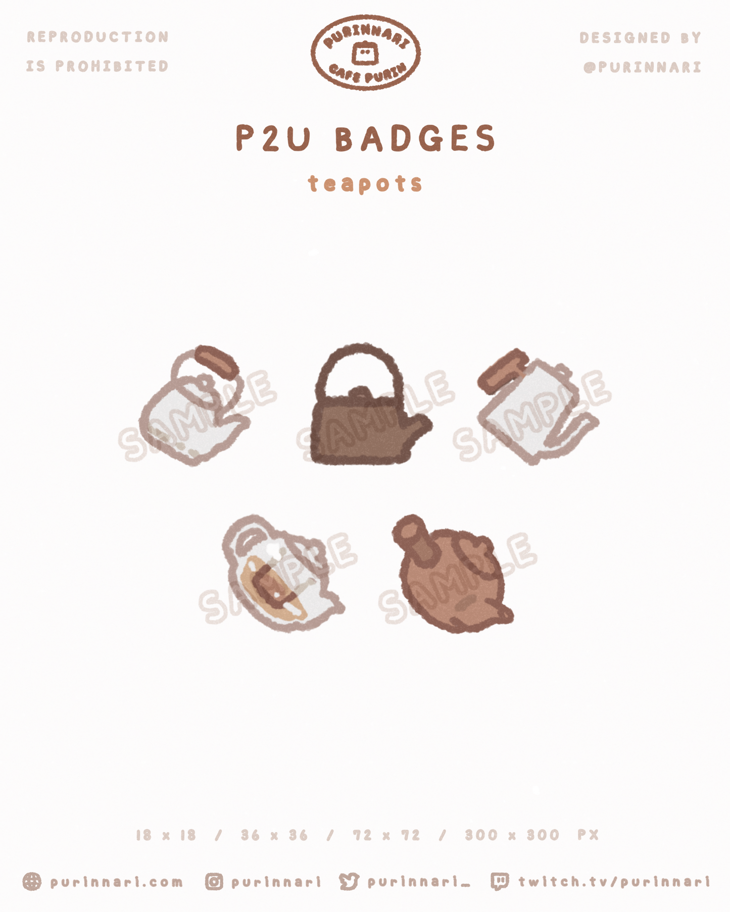 [ P2U ] Teapot Badge Bundle of 5 ⋮ Twitch/Youtube/Discord