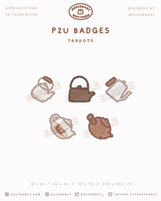 [ P2U ] Teapot Badge Bundle of 5 ⋮ Twitch/Youtube/Discord