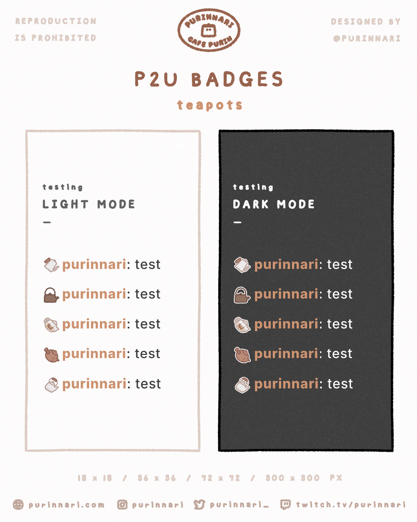 [ P2U ] Teapot Badge Bundle of 5 ⋮ Twitch/Youtube/Discord