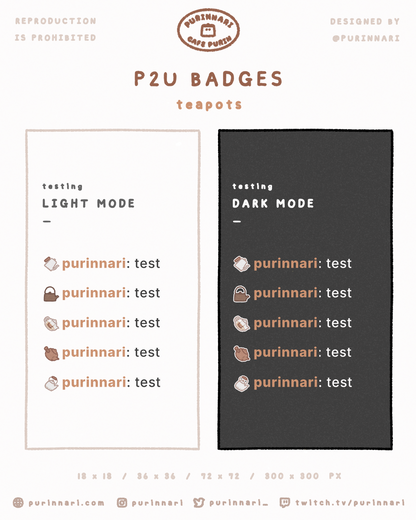 [ P2U ] Teapot Badge Bundle of 5 ⋮ Twitch/Youtube/Discord