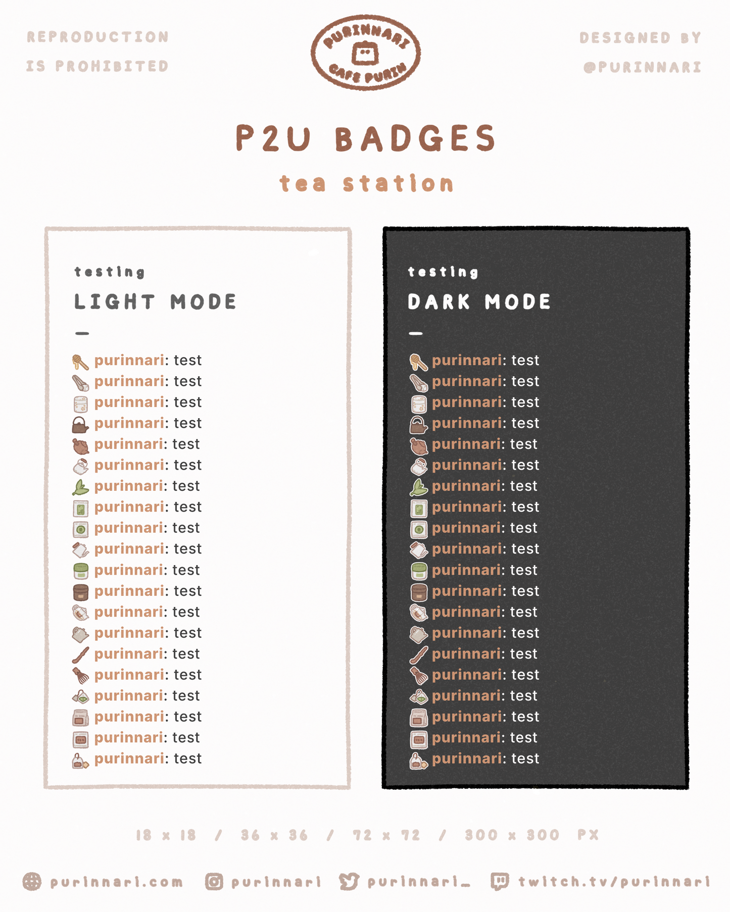 [ P2U ] Tea Station Badge Bundle of 20 ⋮ Twitch/Youtube/Discord