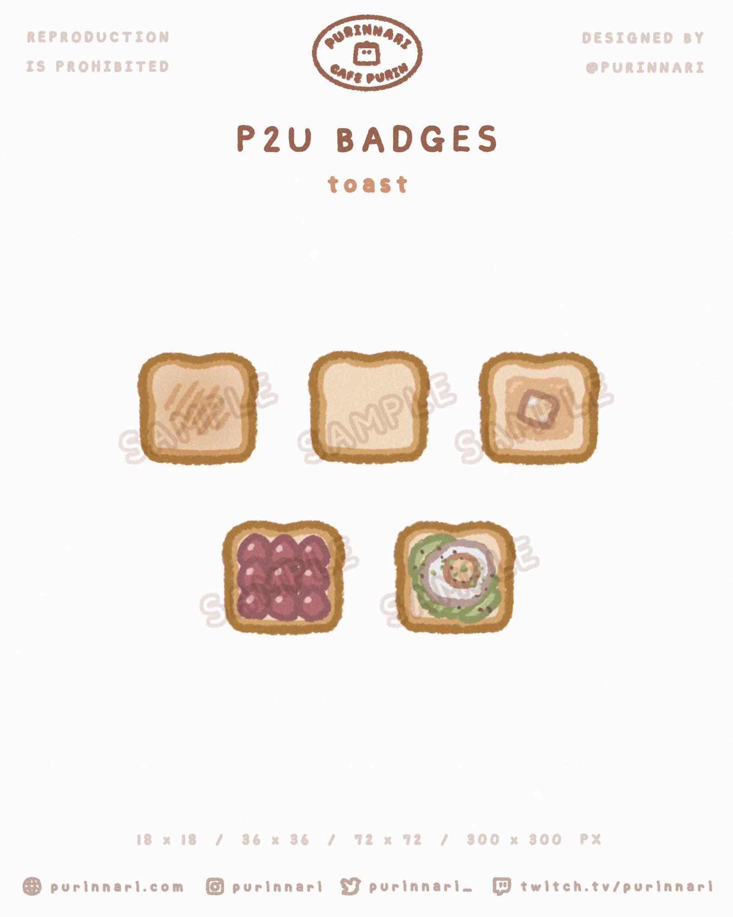 [ P2U ] Toast Badge Bundle of 5 ⋮ Twitch/Youtube/Discord