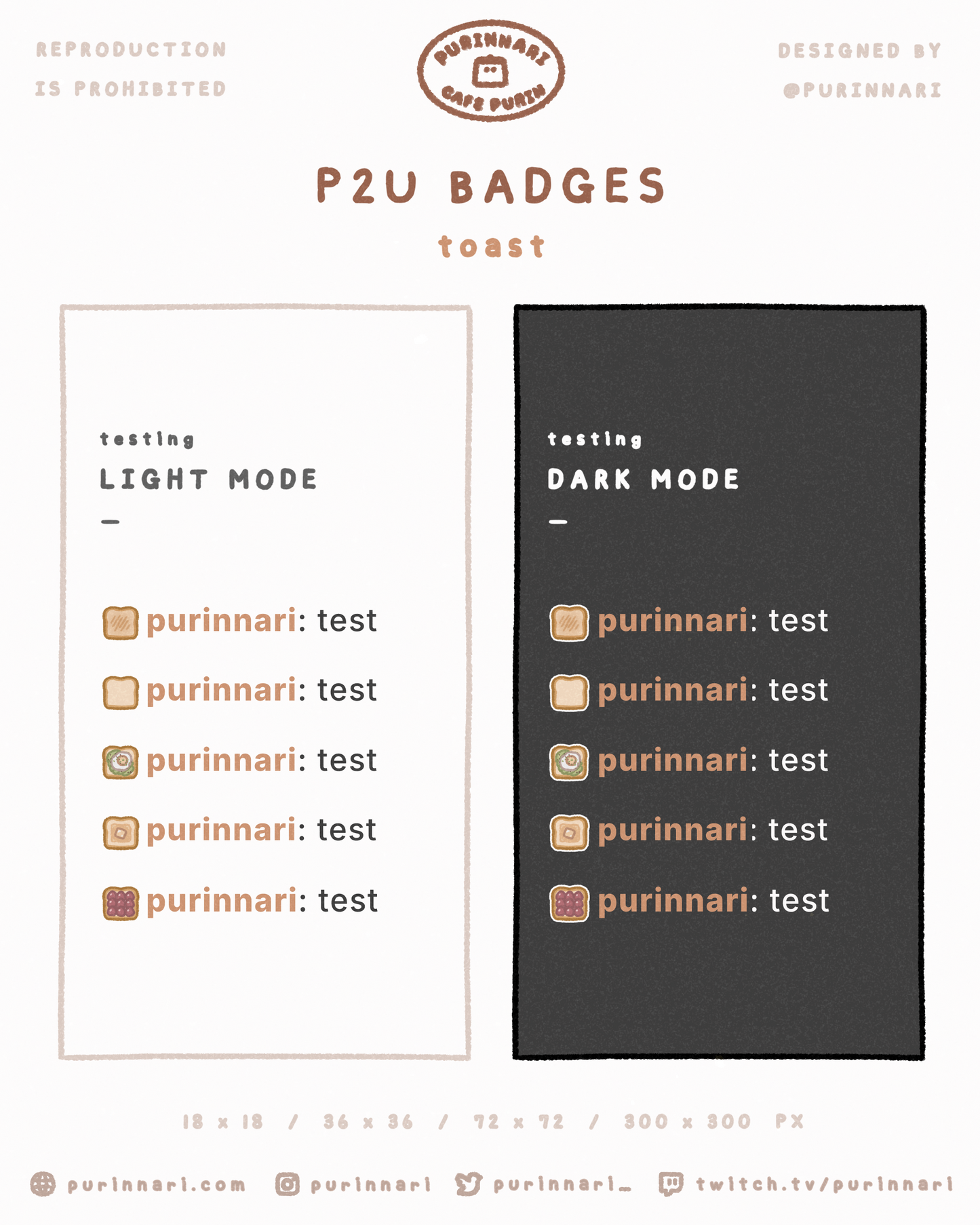 [ P2U ] Toast Badge Bundle of 5 ⋮ Twitch/Youtube/Discord