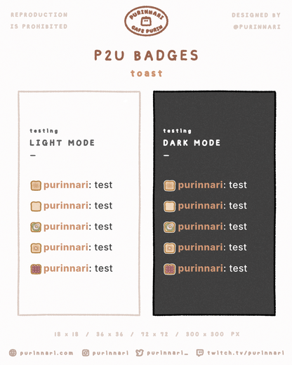 [ P2U ] Toast Badge Bundle of 5 ⋮ Twitch/Youtube/Discord