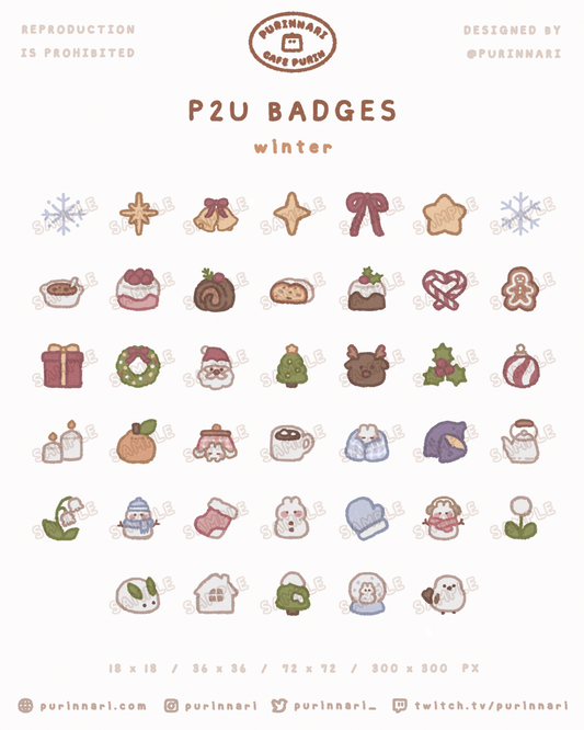 [ P2U ] Winter Badge Bundle of 40 ⋮ Twitch/Youtube/Discord