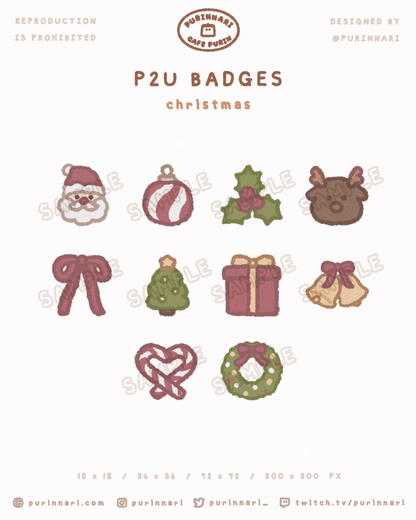 [ P2U ] Christmas Badge Bundle of 10 ⋮ Twitch/Youtube/Discord